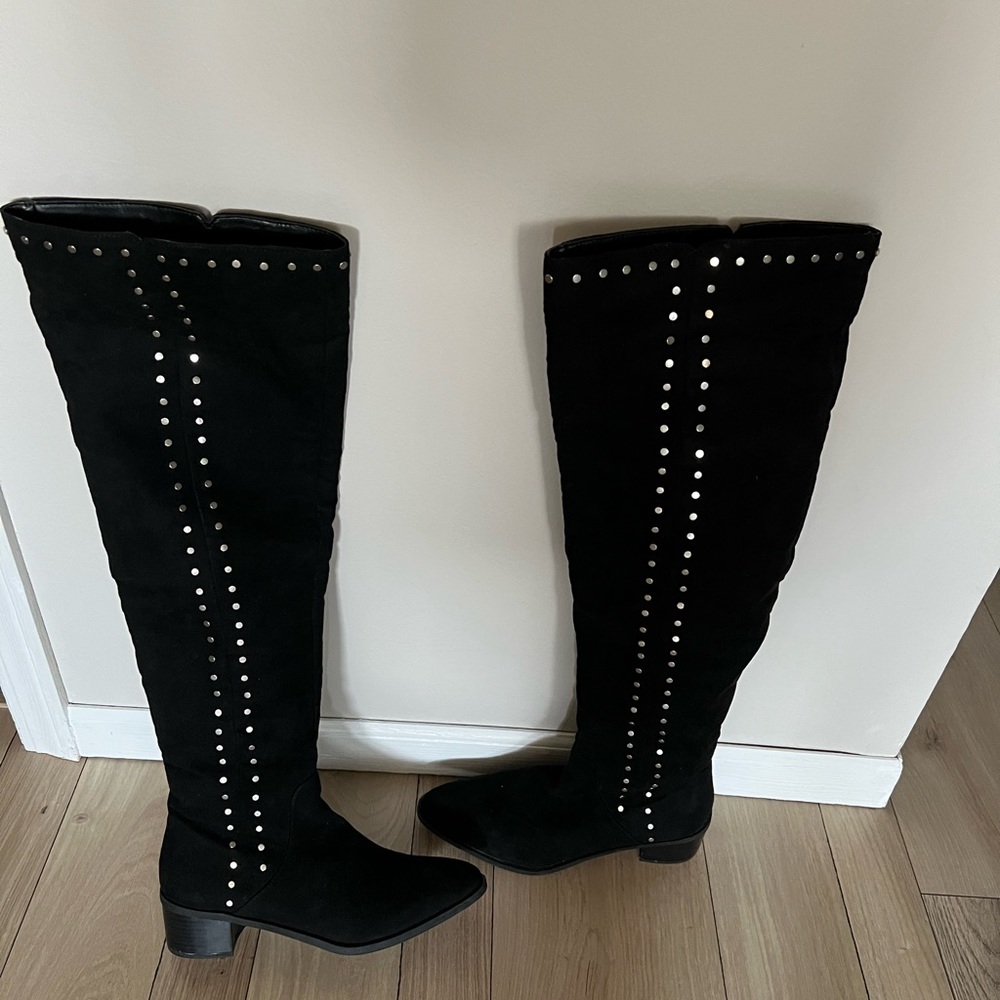 Fergie over the knee studded boots black size 7